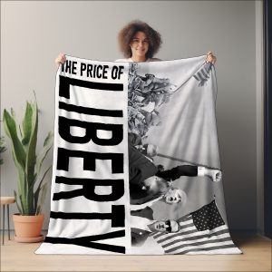The Price of Liberty | Patriotic MAGA Trump Political Gift, Liberty Decor, FIGHT Blanket, American Flag Throw, USA Velveteen White Plush