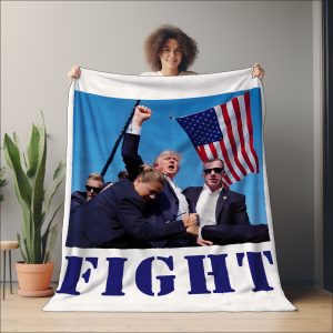 FIGHT BLANKET | Donald Trump Fight Patriotic Gift | MAGA Patriotic Decor Gift | Trump 2025 Blanket, Patriotic Throw, Trump Gift Ideas
