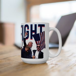 Patriotic FIGHT Mug, Trump Supporter Mug, Political Coffee Cup, Conservative Gift, Republican Tea Cup, Presidential Election 2025 Mug