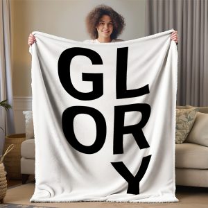 GLORY Minimalist Blanket - Modern Bold Typography Throw, Black and White Statement Home Décor, Inspirational Gift for Him & Her