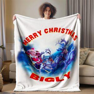 Funny Trump' Merry Christmas Bigly' Blanket - Political Humor Throw, Holiday Gag Gift for Conservatives, Republicans & Trump Supporters