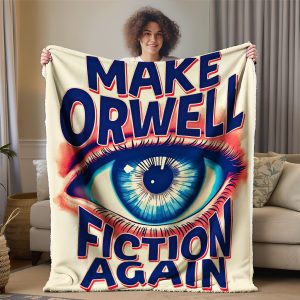 Make Orwell Fiction Again Blanket - Political Statement Throw, Freedom & Privacy Advocacy Gift, Dystopian Big Brother Protest Décor